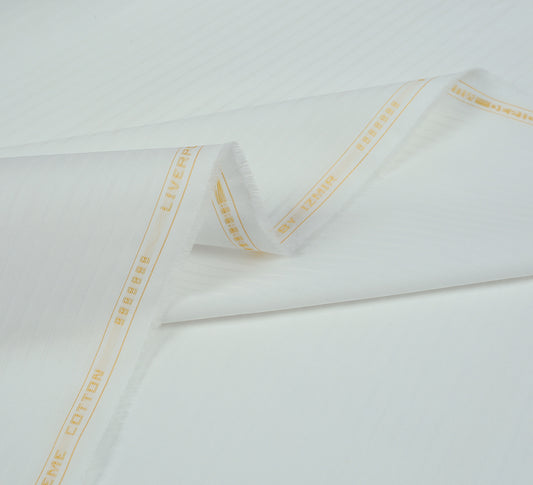 Liverpool 4 Stripe Hearingbone Premium Soft Cotton L.A. Finish - Off White