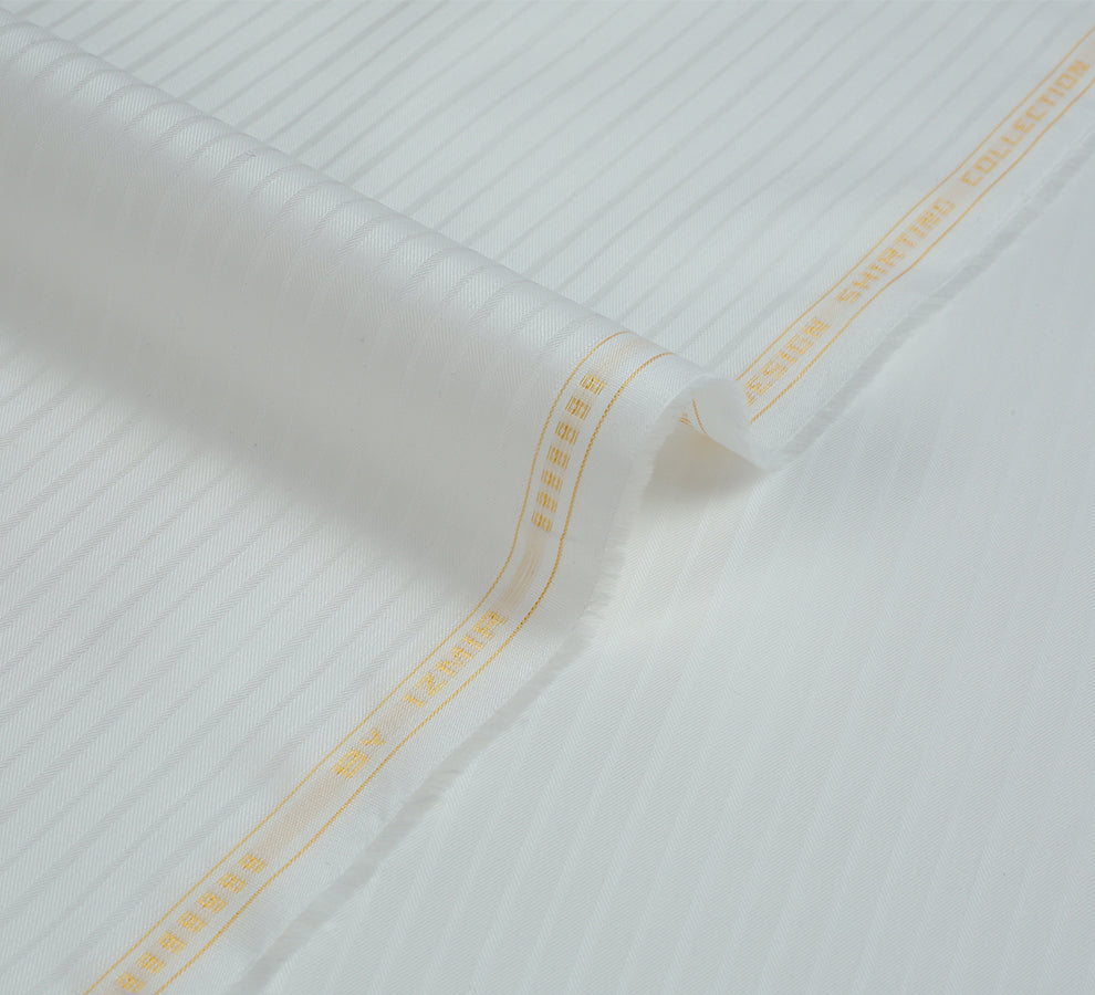 Liverpool 4 Stripe Hearingbone Premium Soft Cotton L.A. Finish - Off White