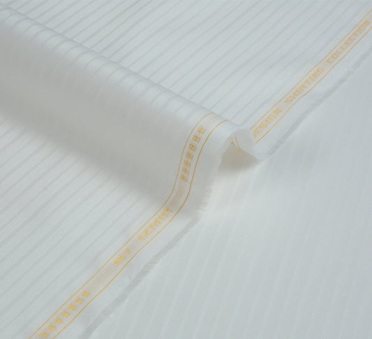 Liverpool 4 Stripe Hearingbone Premium Soft Cotton L.A. Finish - Off White