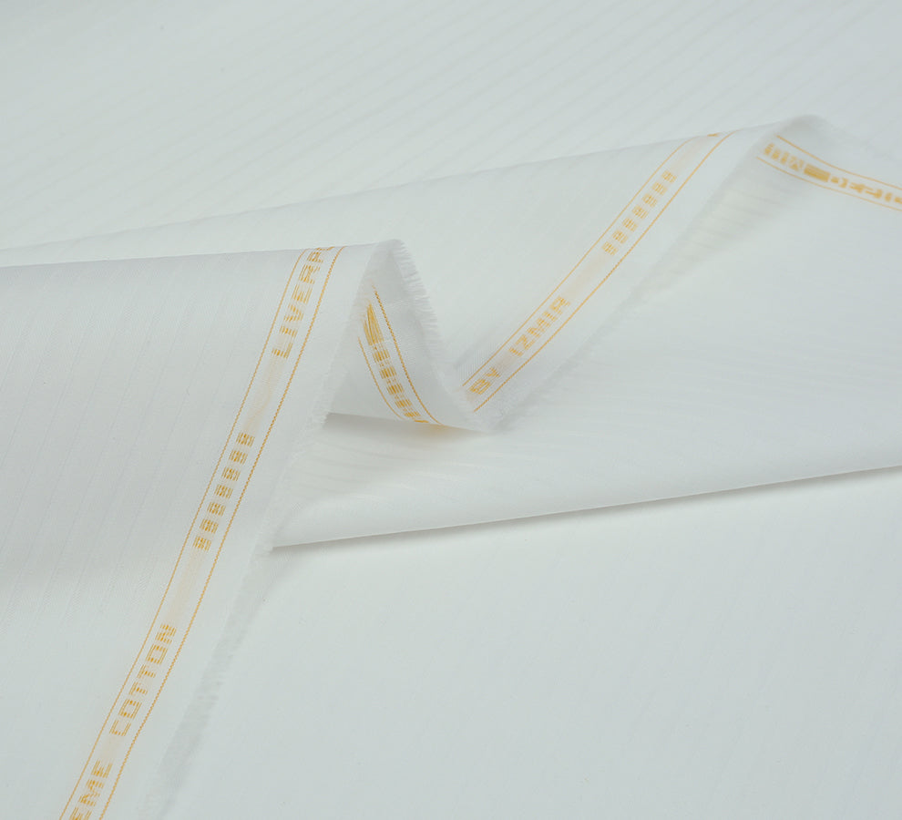 Liverpool 4 Stripe Hearingbone Premium Soft Cotton L.A. Finish - Off White