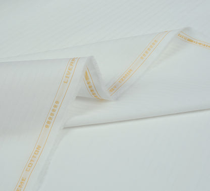Liverpool 4 Stripe Hearingbone Premium Soft Cotton L.A. Finish - Off White