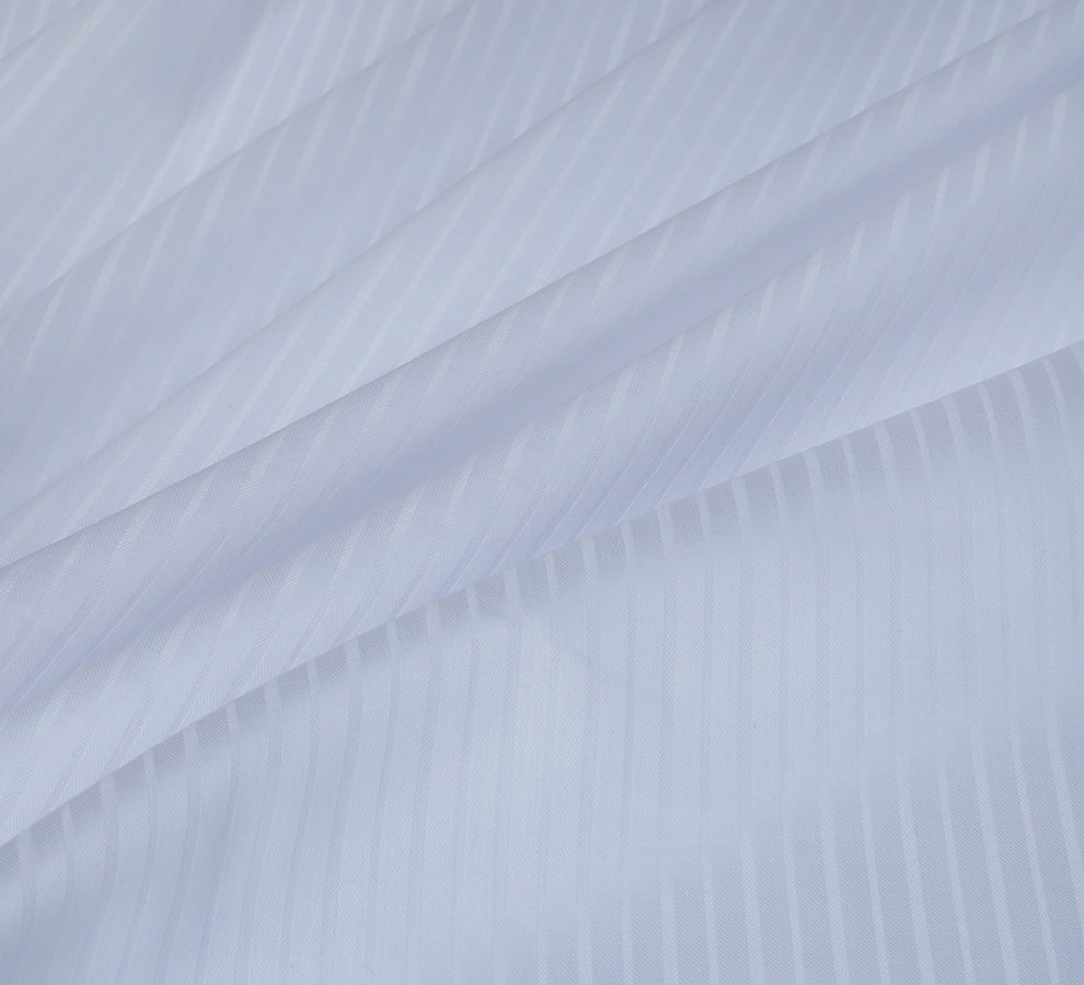 Liverpool 4 Stripe Hearingbone Premium Soft Cotton L.A. Finish - Pure White
