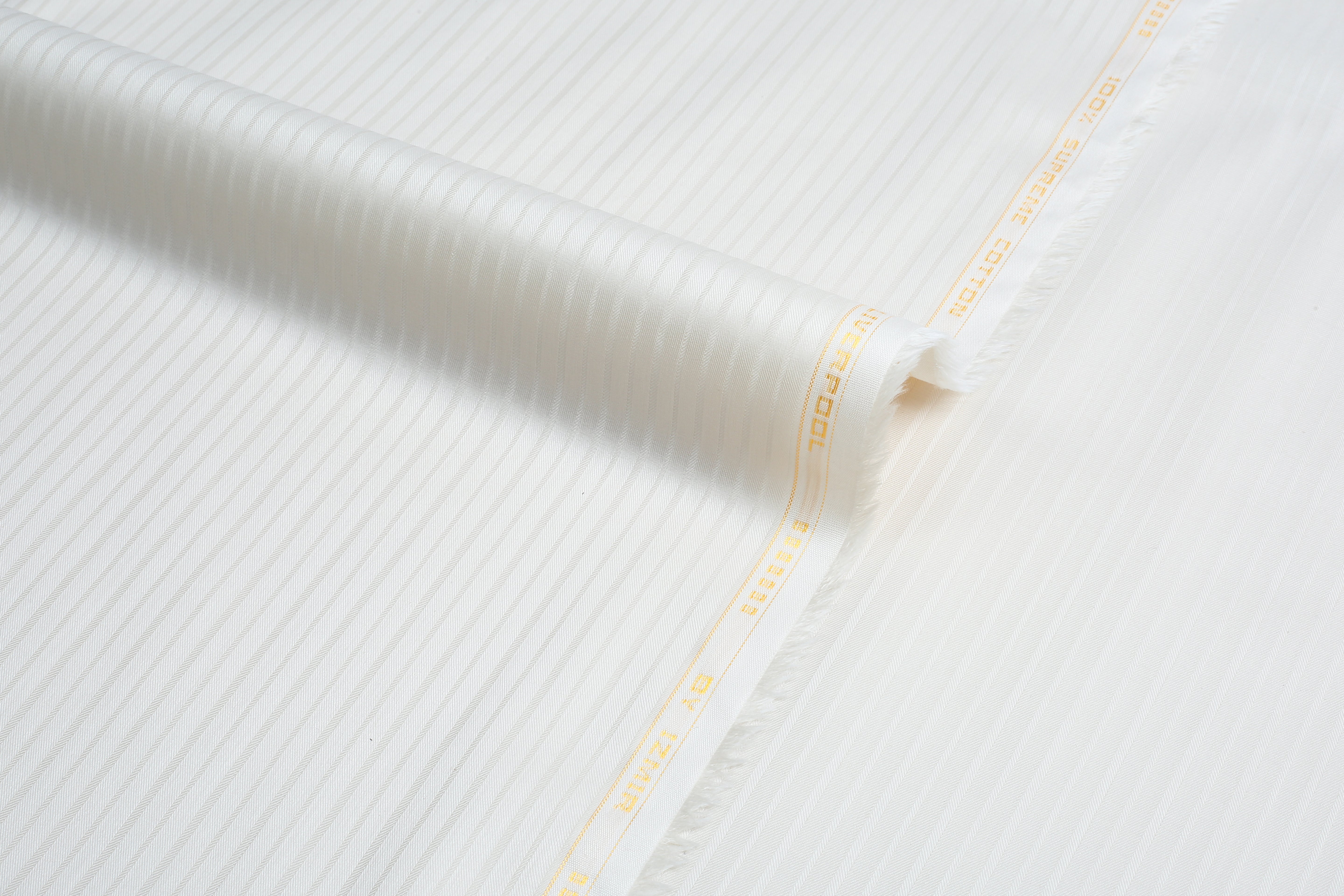 Liverpool 4 Stripe Hearingbone Cream - Soft Cotton