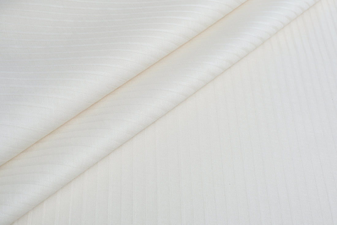 Liverpool 4 Stripe Hearingbone Cream - Soft Cotton