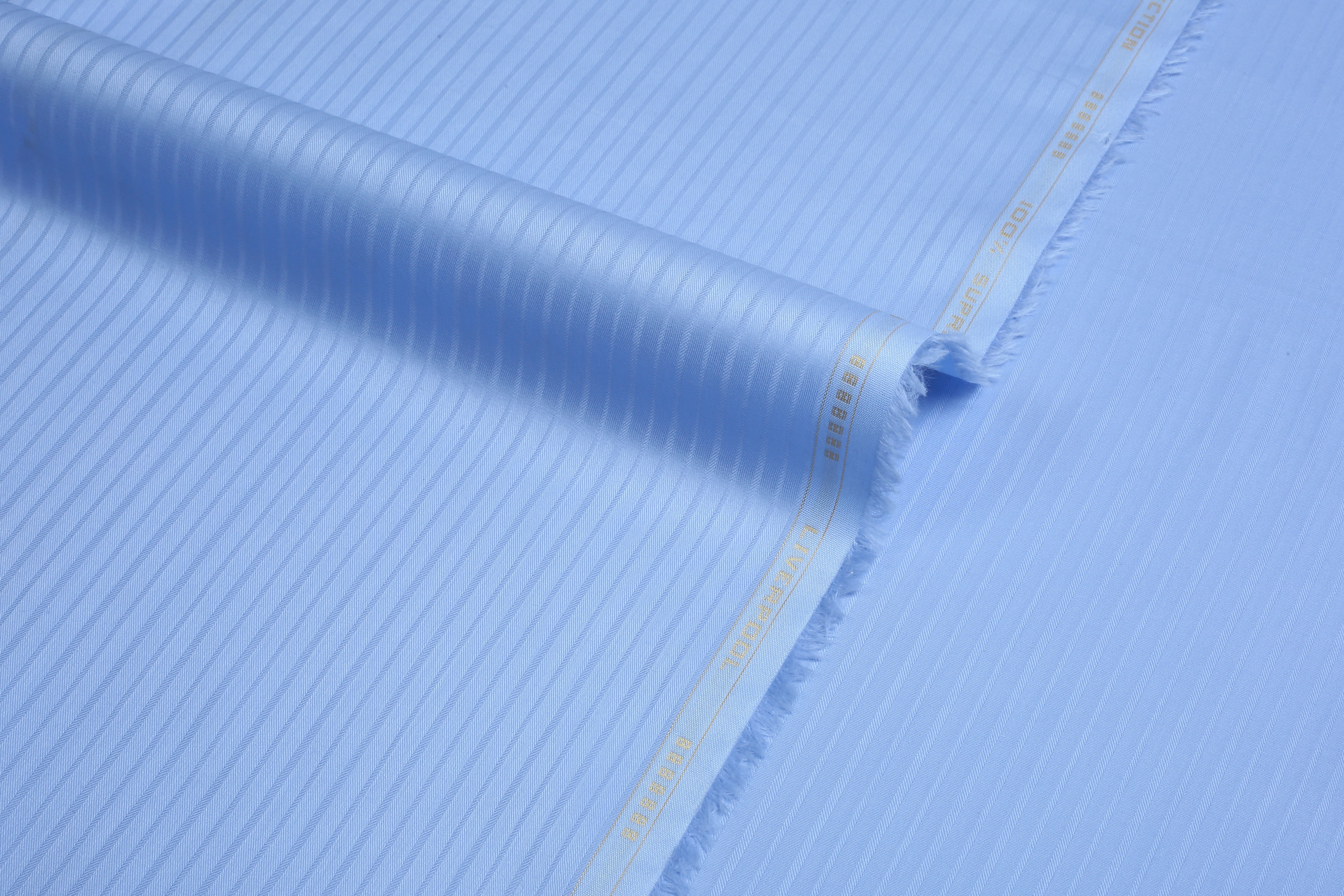 Liverpool 4 Stripe Hearingbone Sky Blue - Soft Cotton