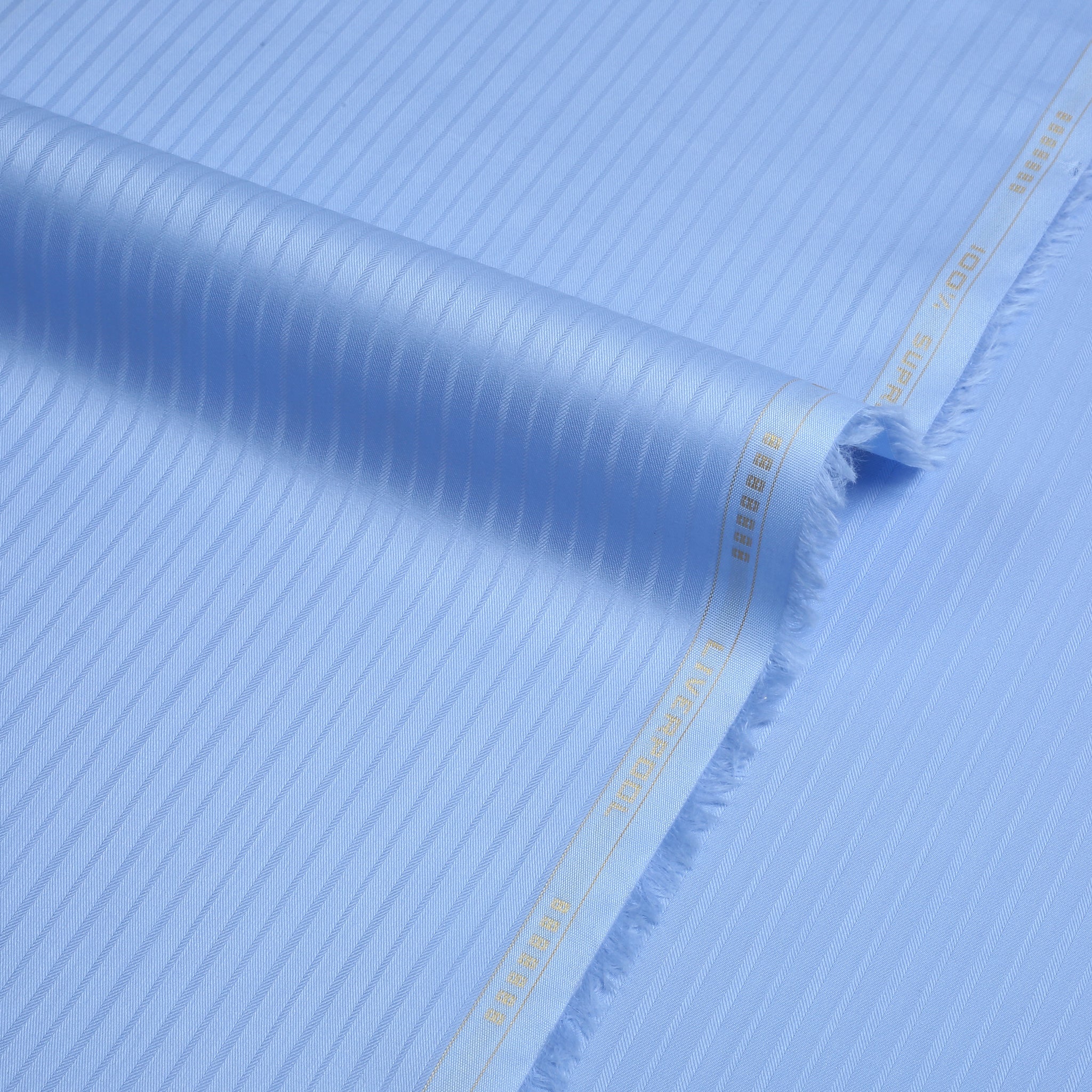 Liverpool 4 Stripe Hearingbone Sky Blue - Soft Cotton