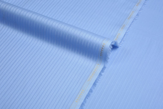 Liverpool 4 Stripe Hearingbone Premium Soft Cotton L.A. Finish - Sky Blue