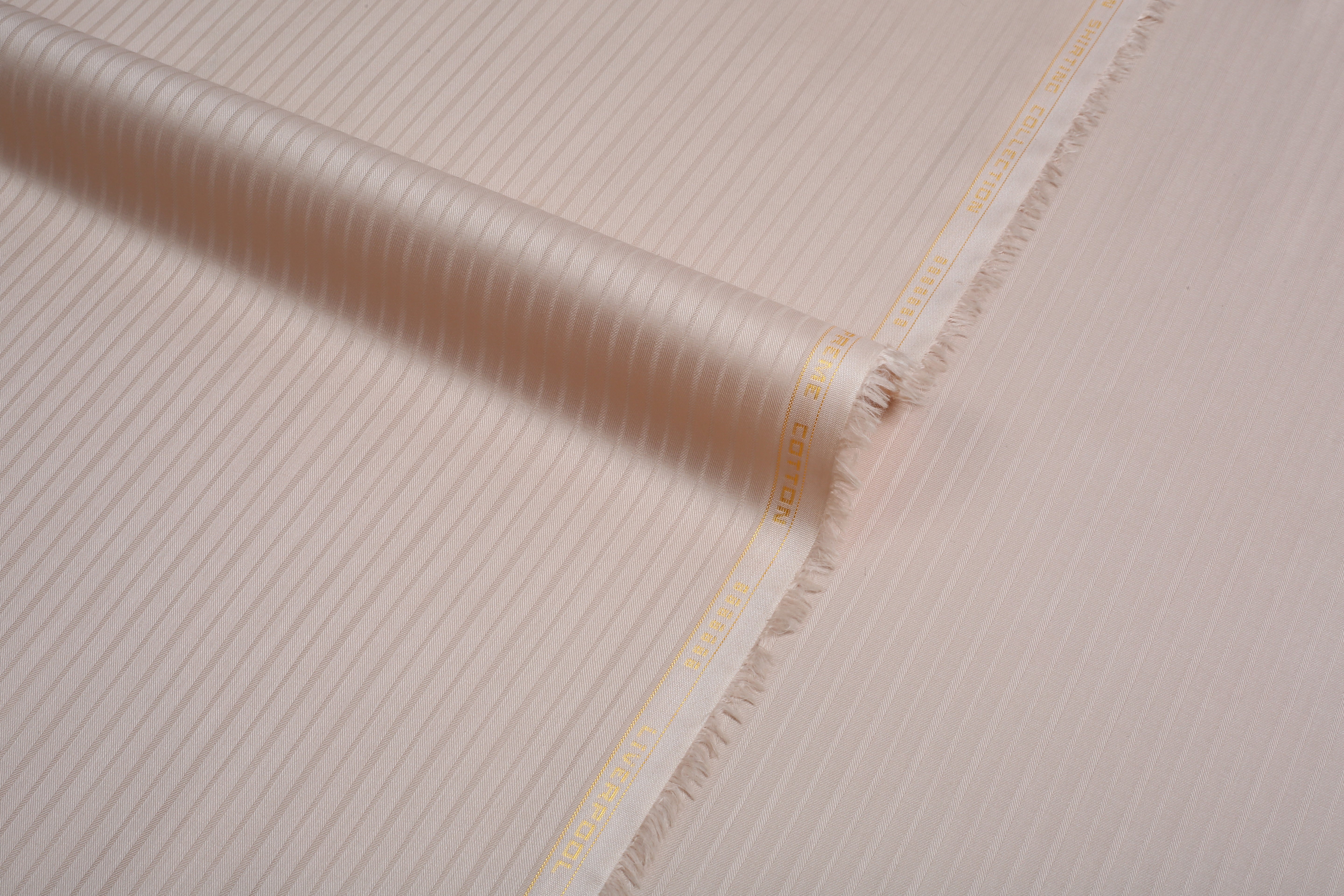 Liverpool 4 Stripe Hearingbone Light Peach - Soft Cotton