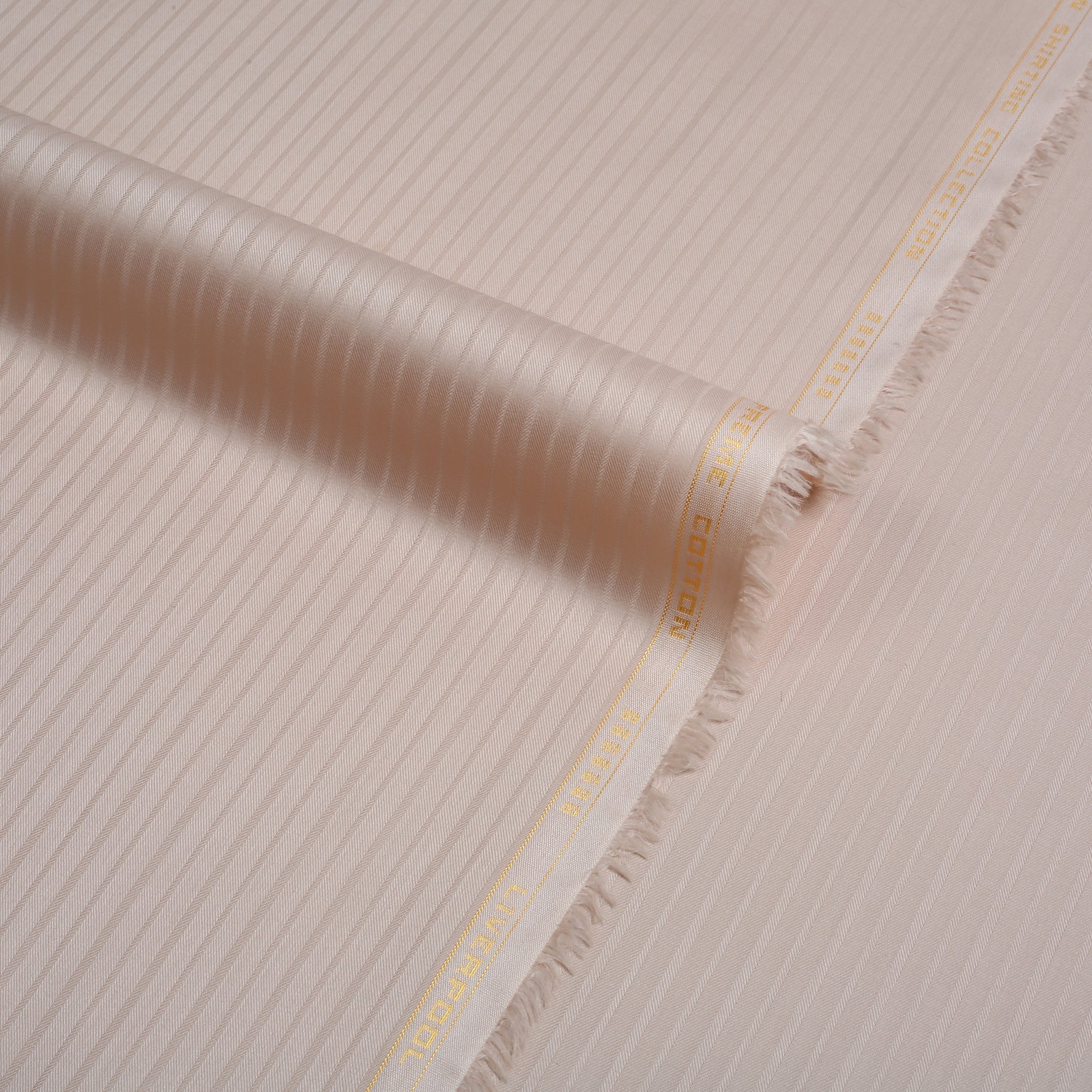 Liverpool 4 Stripe Hearingbone Light Peach - Soft Cotton