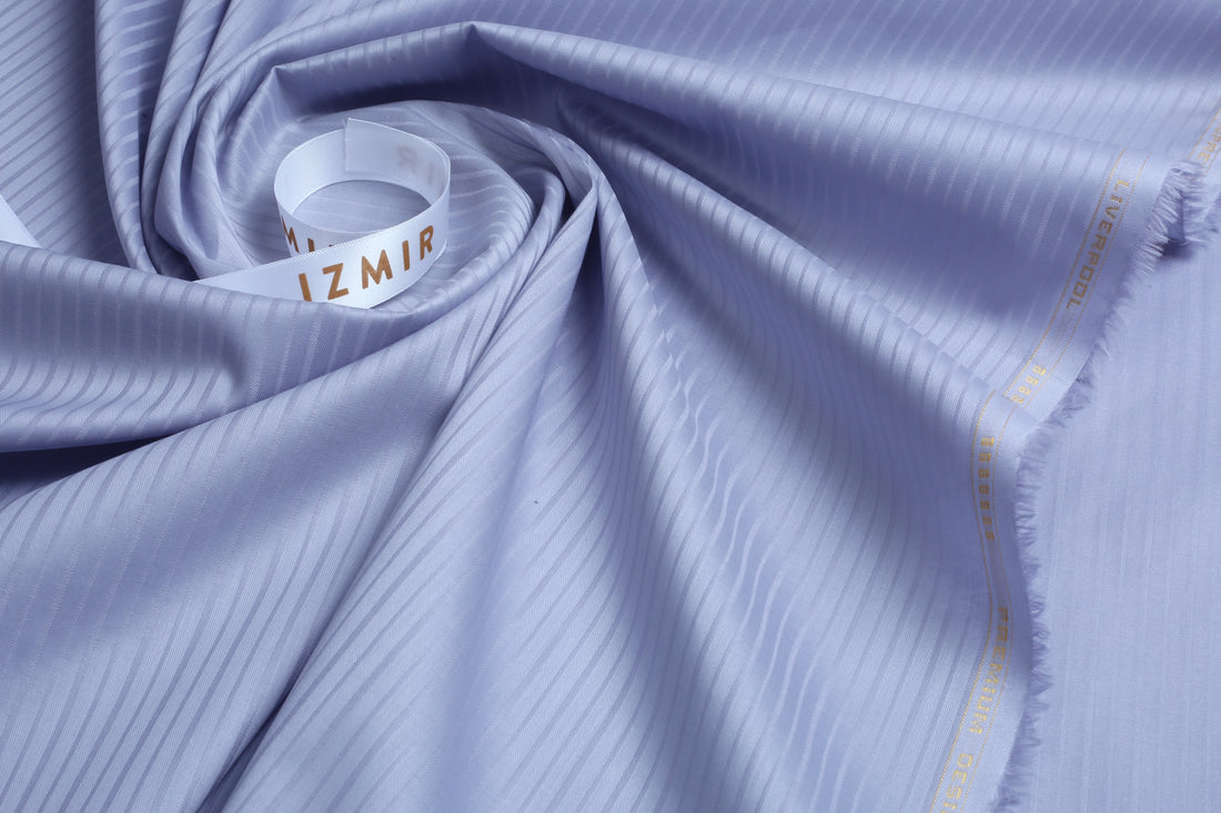 Liverpool 4 Stripe Hearingbone Light Purple - Soft Cotton